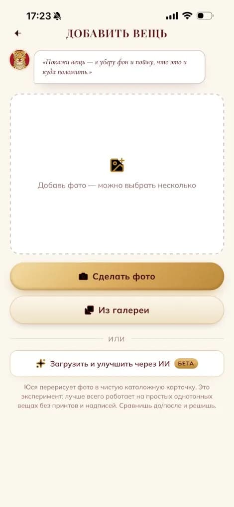 Добавить вещь